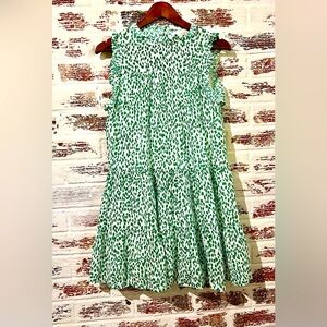 PINCH Dress Tiered Lined Green White Floral Print Mini Size Small ￼